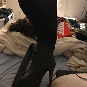 Thigh high lace up boots size 8